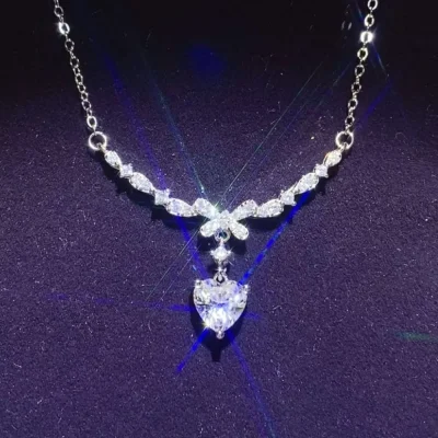 1 Carat 925 Sterling Silver Moissanite Necklace - Silver