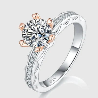 1 Carat Moissanite 925 Sterling Silver Ring - Silver