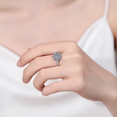 1 Carat Moissanite 925 Sterling Silver Ring - Silver