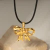 18K Gold-Plated Bow Pendant Necklace - Gold