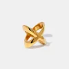 18K Gold-Plated Crisscross Ring - Gold