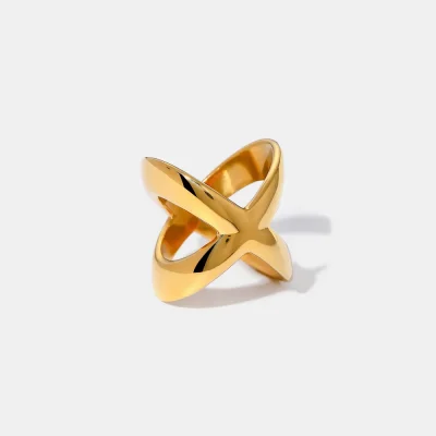 18K Gold-Plated Crisscross Ring - Gold
