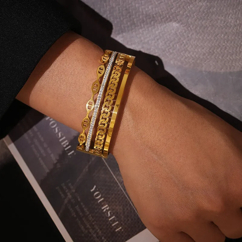 18K Gold-Plated Czech Diamond Bracelet - Gold