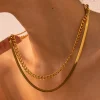 18K Gold-Plated Double Layered Necklace - Gold