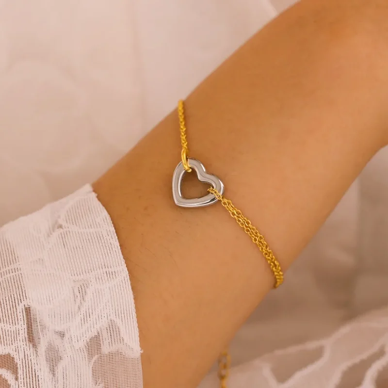 18K Gold-Plated Heart Bracelet - Gold