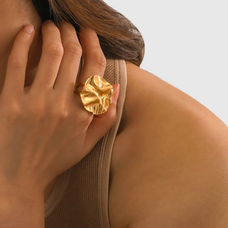 18K Gold-Plated Irregular Open Ring - Gold