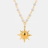 18K Gold-Plated Pearl Sun Necklace - Gold