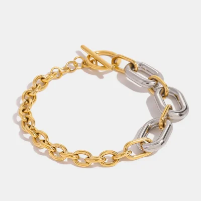 18K Gold-Plated Stainless Steel Chain Bracelet - Gold
