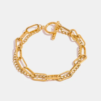 18K Gold-Plated Stainless Steel Chain Bracelet - Gold