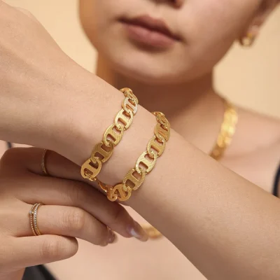 18K Gold-Plated Stainless Steel Chain Bracelet - Gold