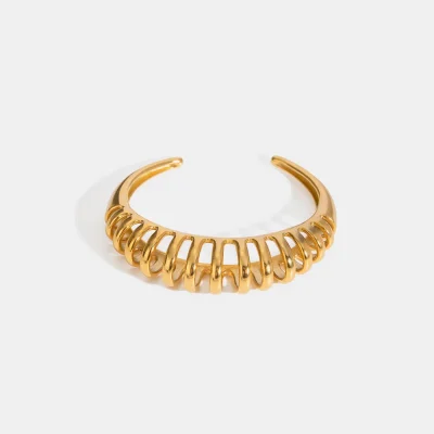 18K Gold-Plated Stainless Steel Cutout Bracelet - Gold