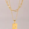 18K Gold-Plated Stainless Steel Double-Layered Necklace - Gold