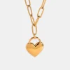 18K Gold-Plated Stainless Steel Heart Pendant Necklace - Gold