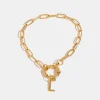 18K Gold-Plated Stainless Steel Letter L Bracelet - Gold