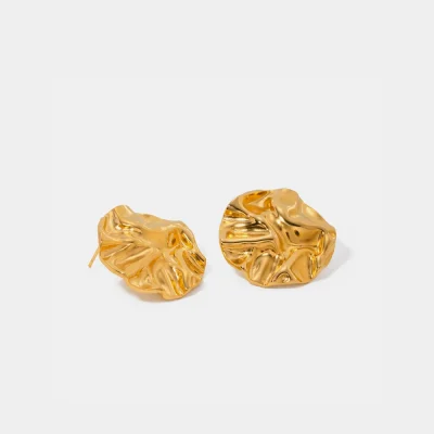 18K Gold-Plated Stud Earrings - Gold