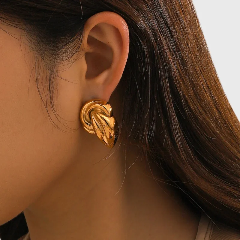 18K Gold-Plated Stud Earrings - Gold