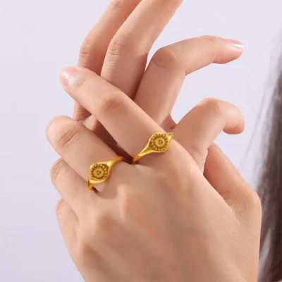 18K Gold-Plated Sun Ring - Gold