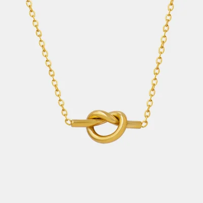 18K Gold-Plated Titanium Steel Knot Necklace - Gold