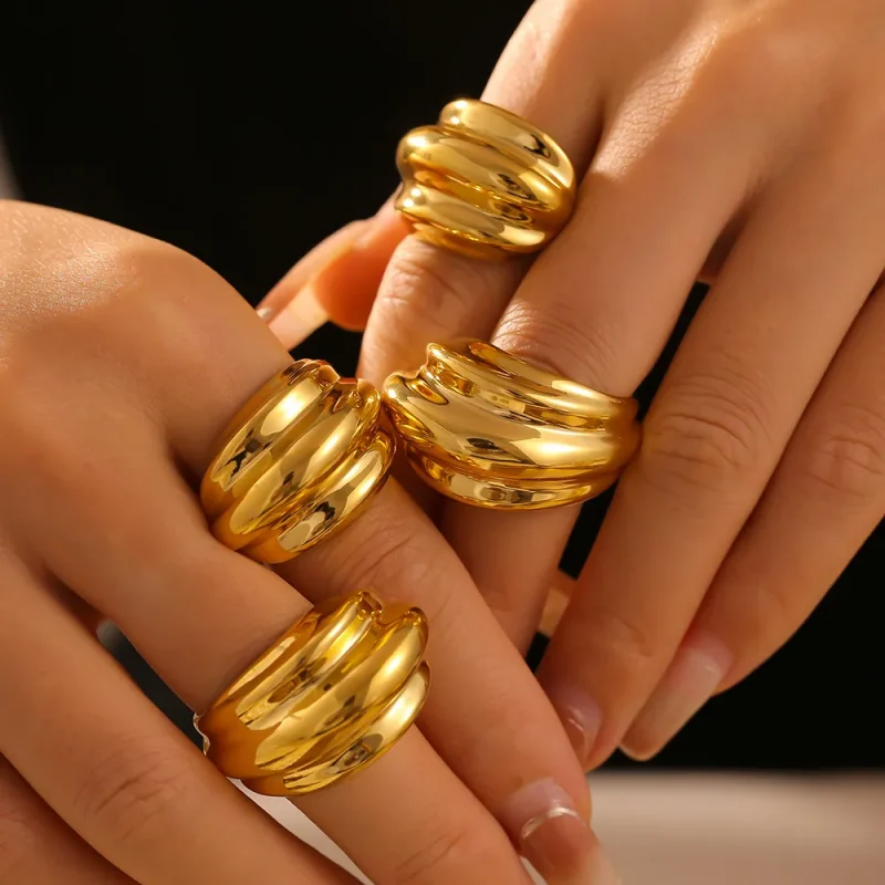 18K Gold-Plated Titanium Steel Open Ring - Gold
