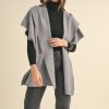 Knit Open Front Hooded Cardigan With Pocket - H Grey