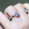 2 Carat Moissanite 925 Sterling Silver Ring - Gold
