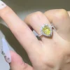 2 Carat Moissanite 925 Sterling Silver Teardrop Shape Ring - Yellow