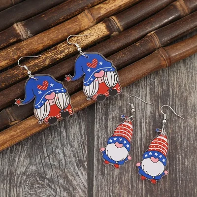 2 Pair Acrylic Gnome Earrings - Royal Blue