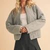 Zip Up Quilted Jacket - Gray