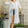 Lace Crochet Sheer Cover Up - White