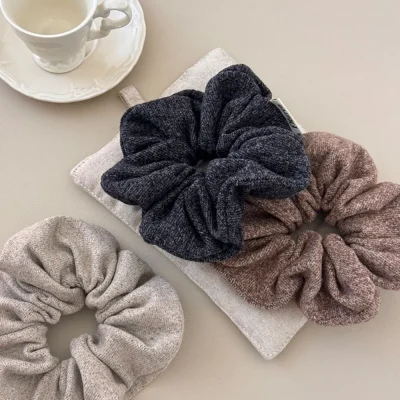 3-Piece Ruched Heathered Elastic Hair Scrunchy - Style A