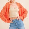 Fishnet Knitting Bolero Cardigan - Orange