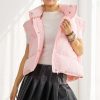 Casual Puffy Hoodie Vest - Pink