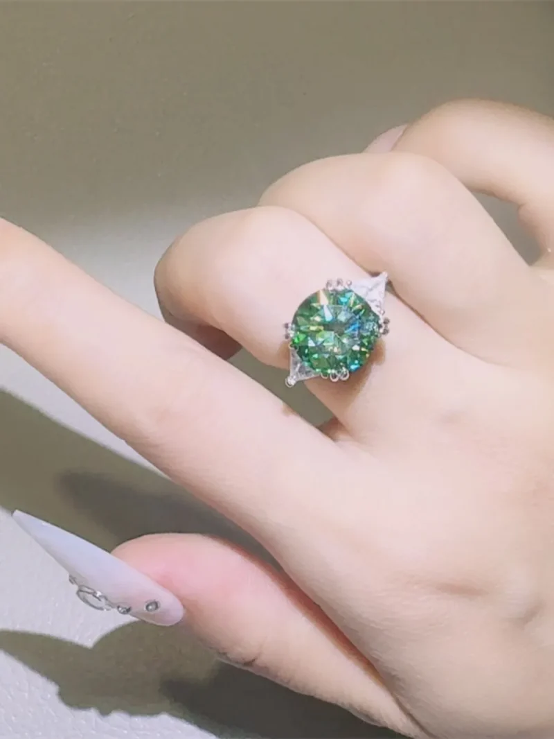 5 Carat Moissanite 925 Sterling Silver Ring - Turquoise