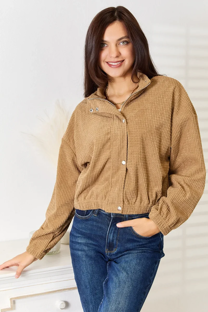 Long Sleeve Dropped Shoulder Jacket - Camel