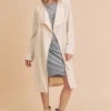 Open Front Long Sleeve Longline Coat - Ivory
