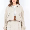 Drawstring Waist Crop Jacket - Dust Storm