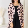 Printed Button Front Longline Cardigan - Leopard