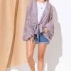 Sheer Front Tie Knot Oversized Kimono Wrap Cover Up - Multi