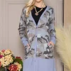 Full Size Camouflage Button Up Long Sleeve Cardigan Plus Size - Blue Camouflage
