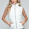 Zip Up Turtleneck Vest with Pockets - White