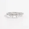 925 Sterling Silver Inlaid Zircon Bow Ring - Silver