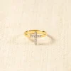 925 Sterling Silver Inlaid Zircon Cross Ring - Gold