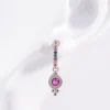 925 Sterling Silver Inlaid Zircon Earrings - Silver
