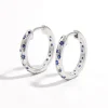 925 Sterling Silver Inlaid Zircon Huggie Earrings - Silver