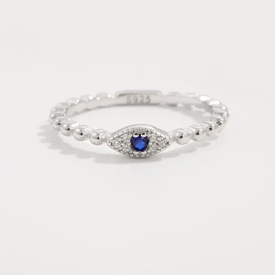 925 Sterling Silver Inlaid Zircon Ring - Silver