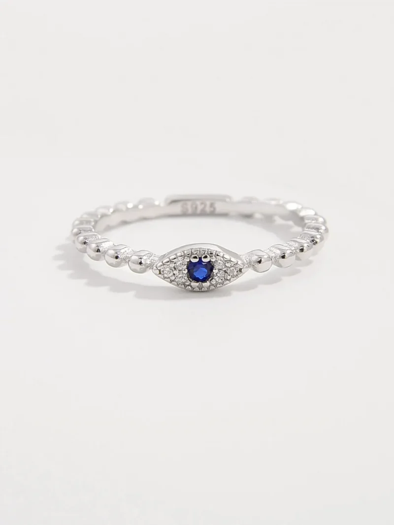 925 Sterling Silver Inlaid Zircon Ring - Silver