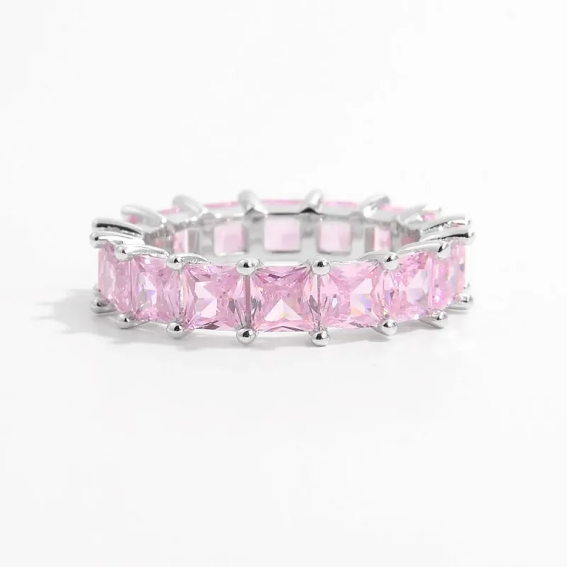 925 Sterling Silver Inlaid Zircon Ring - Silver