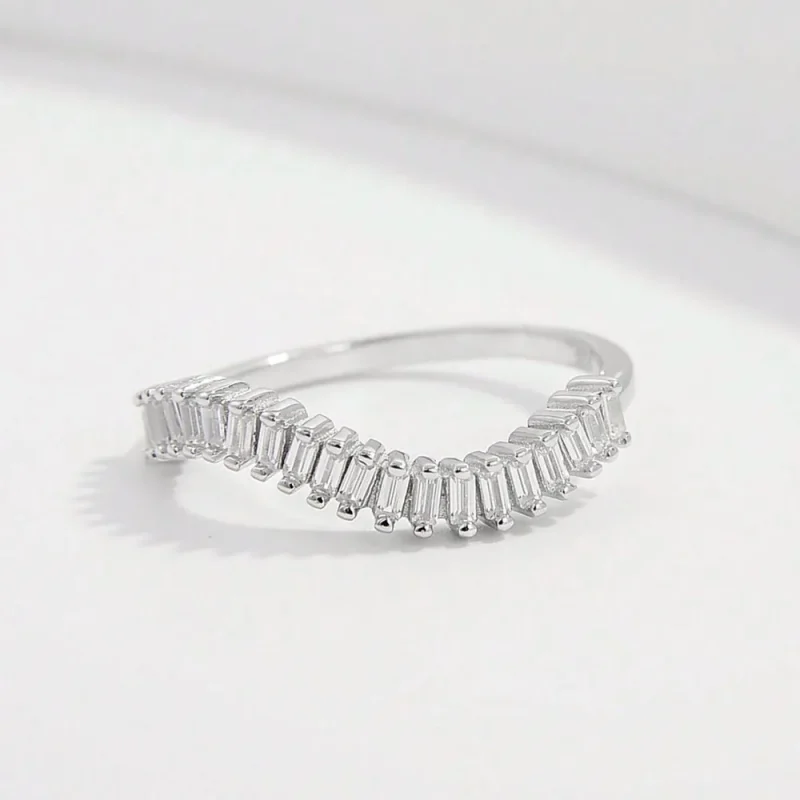925 Sterling Silver Inlaid Zircon Ring - Silver