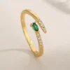 925 Sterling Silver Inland Zircon Open Ring - Gold