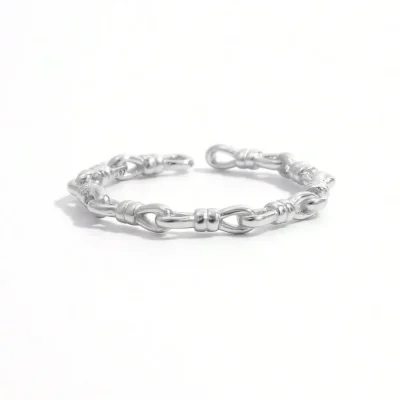 925 Sterling Silver Knot Shape Open Ring - Silver